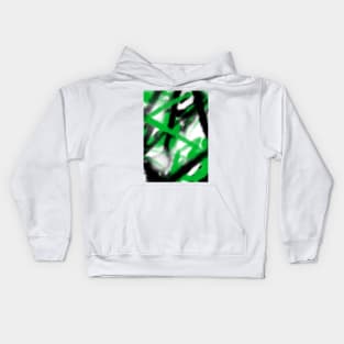 Abstract Green and Black Graffiti Street Art Pattern 006 Kids Hoodie